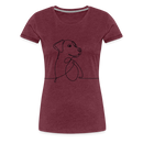 Premium T-Shirt Dog Lineart - Bordeauxrot meliert