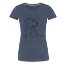 Premium T-Shirt Dog Lineart - Blau meliert