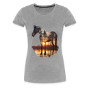 Premium T-Shirt Sunset Horse - Grau meliert