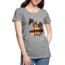 Premium T-Shirt Sunset Horse - Grau meliert