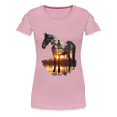 Premium T-Shirt Sunset Horse - Hellrosa