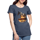 Premium T-Shirt Sunset Horse - Blau meliert