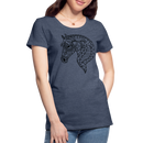 Premium T-Shirt Mandala Horse - Blau meliert