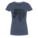 Premium T-Shirt Mandala Horse - Blau meliert