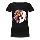Premium T-Shirt Watercolour Horse - Schwarz