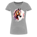 Premium T-Shirt Watercolour Horse - Grau meliert