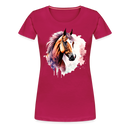 Premium T-Shirt Watercolour Horse - dunkles Pink