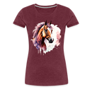 Premium T-Shirt Watercolour Horse - Bordeauxrot meliert
