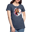 Premium T-Shirt Watercolour Horse - Blau meliert