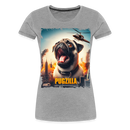Premium T-Shirt Pugzilla Mops - Grau meliert