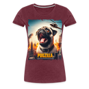Premium T-Shirt Pugzilla Mops - Bordeauxrot meliert