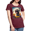 Premium T-Shirt Pugzilla Mops - Bordeauxrot meliert