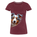Premium T-Shirt Sweet Australian Sheperd - Bordeauxrot meliert