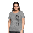 Frauen Premium T-Shirt Horse Lineart - Grau meliert