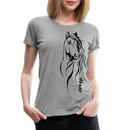 Frauen Premium T-Shirt Horse Lineart - Grau meliert
