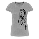 Frauen Premium T-Shirt Horse Lineart - Grau meliert