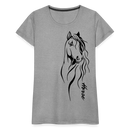 Frauen Premium T-Shirt Horse Lineart - Grau meliert