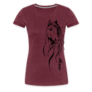 Frauen Premium T-Shirt Horse Lineart - Bordeauxrot meliert