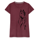 Frauen Premium T-Shirt Horse Lineart - Bordeauxrot meliert