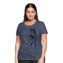 Frauen Premium T-Shirt Horse Lineart - Blau meliert