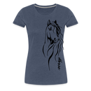 Frauen Premium T-Shirt Horse Lineart - Blau meliert