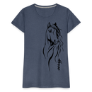 Frauen Premium T-Shirt Horse Lineart - Blau meliert