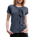 Frauen Premium T-Shirt Horse Lineart - Blau meliert