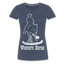 Frauen Premium T-Shirt Western - Blau meliert