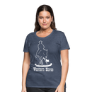 Frauen Premium T-Shirt Western - Blau meliert